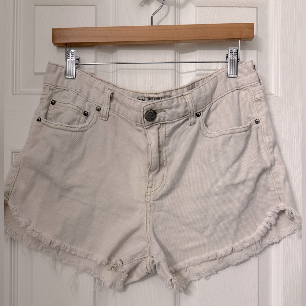 Free People off-white/cream denim cutoffs